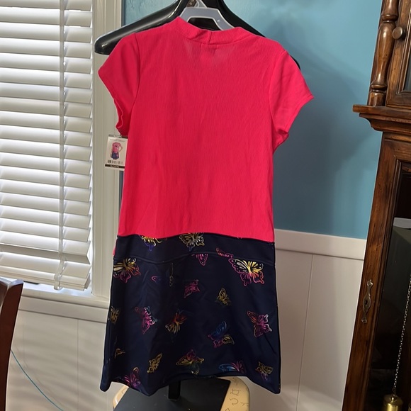 NWT PINK & VIOLET pink/navy butterfly dress with sequins, glitter, and keychain - Picture 7 of 7